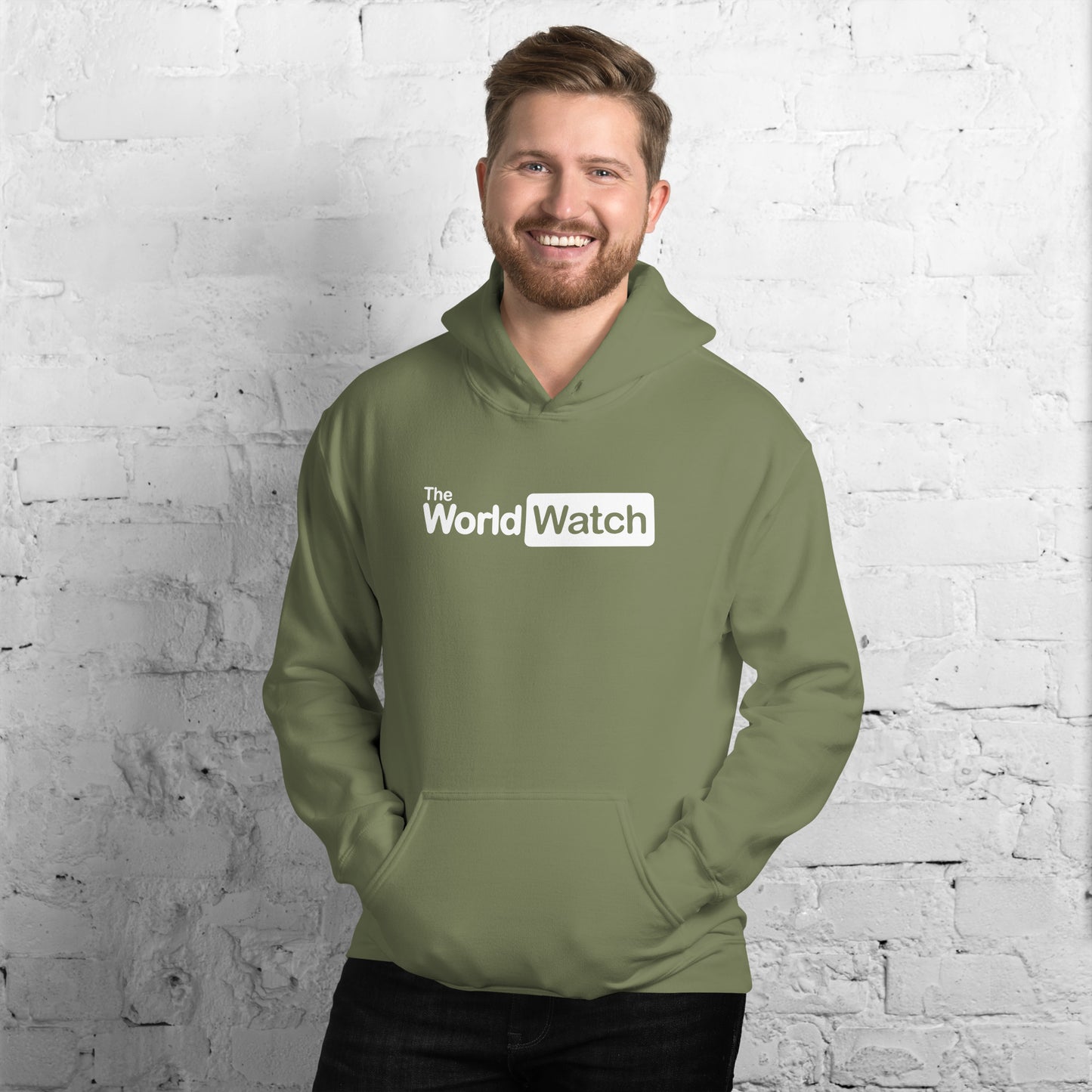 TheWolrdWatch White Logo Hoodie